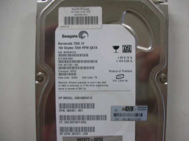 Seagate barracuda 7200.10 160gb ST3160815AS 100441714 HPG0 Seagate barracuda 7200.10 160gb ST3160815AS 100441714 HPG0