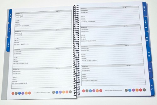 RE-FOCUS THE CREATIVE OFFICE, Large Password Keeper Book, Alphabetical Tabs - Picture 2 of 34