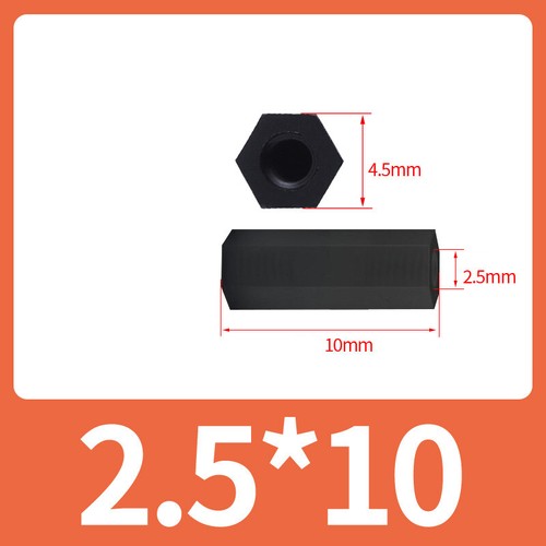 Distanziale esagonale in plastica nylon nero montante viti femmina M2 M2,5 M3 M4 M5 M6 - Foto 25 di 109