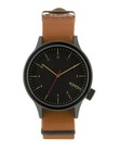 Komono Men's Quartz Watch With Black Dial Analogue Display and Brown PU Strap KO