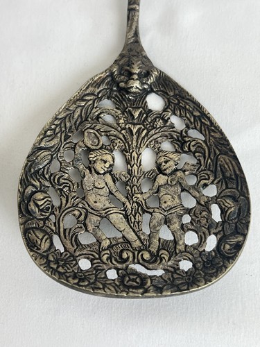 Vintage Ornate Decorative Cherub Metal Serving Fork & Spoon Salad Set 2 Italy - Picture 4 of 15