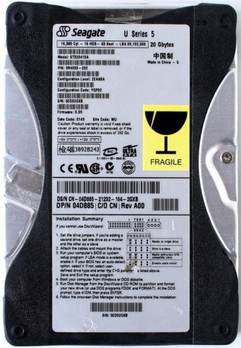 20gb, seagate u s5 st320413a 9r4003-232 fw 3.39, dp/n 04d885 a00 - Picture 2 of 4