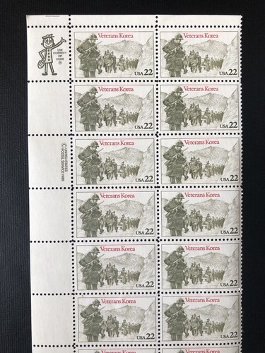 Vintage 1985 USPS Block of 20 Korea War Veteran Stamps Scott 2152 Mr Zip 22c MNH - Picture 3 of 4