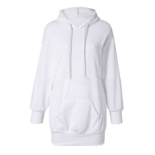 UK Womens Hooded Sweatshirt Ladies Long Sleeve Sweater Hoodie Jumper Mini Dress - Picture 8 of 11