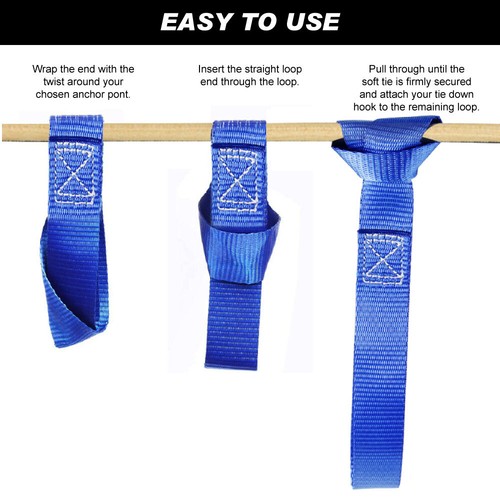 1 ft x 1 pulg. Correas de amarre de bucle suave para asegurar ATV UTV motor scooters bicicletas - Imagen 5 de 14