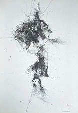 Rudolf Hübler, Informal Composition, Pen Drawing, Signed, Dated, 1963