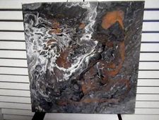 Abstract Acrylic Pour Painting on Stretched Canvas 12"X12" Wall Art Decor