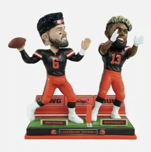 BAKER MAYFIELD & ODELL BECKHAM JR CLEVELAND BROWNS DUAL BOBBLEHEAD IN STOCK - Picture 3 of 3