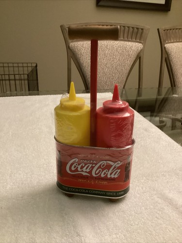 Coca Cola Mustard & Ketchup Catsup Condiment Holder Stand New