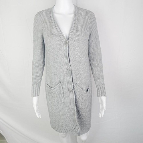 Kenneth Cole REACTION Size Small Gray Cable Knit Long Cardigan Sweater Pockets