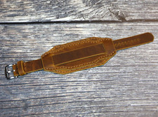 Leather watch strap Vintage style 18mm 20mm 22mm 24mm, Brown Handmade cuff bund