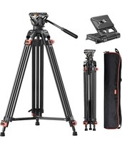 Heavy Duty Tripod Professional Video Tripod Aluminium 72inch with 360 Degree Flu