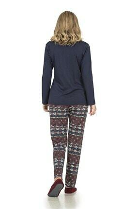 Women Pajama Set_Long Sleeve Top and Pant Set_Lounge Wear_Sleepy Cat (Size: L) - Picture 4 of 5