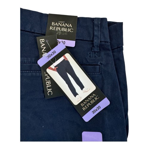 Banana Republic Men’s Chino Pants Size 30x30 Navy Blue Stretch New - Picture 2 of 8