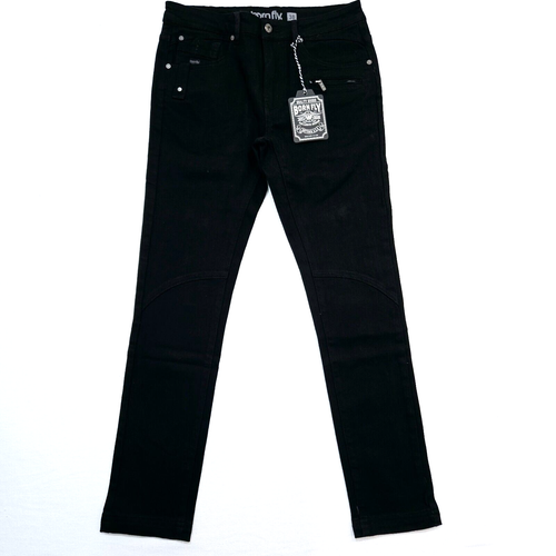 Born Fly Premium Men's Jeans Black Design Zipper Distressed Skinny Fit Denim - Picture 3 of 9