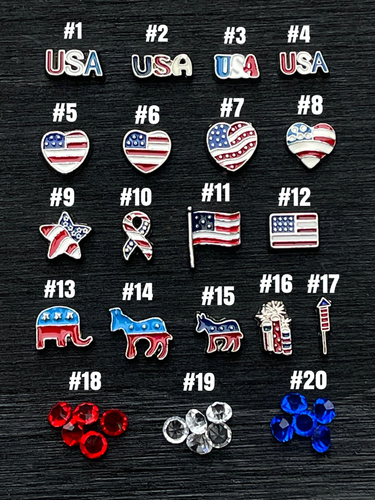 USA Patriotic Flag Ribbon Floating Charms for Glass Lockets - Picture 17 of 35