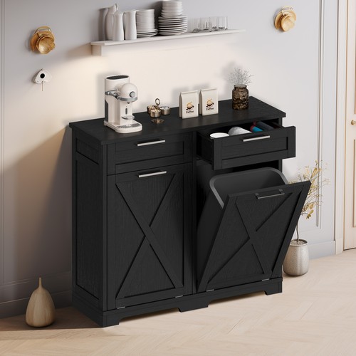 10/20 Gallon Wooden Tilt Out Hamper Trash Recycling Cabinet for Kitchen Island - Picture 23 of 26