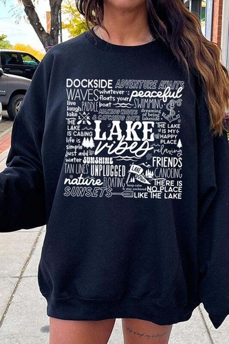 Lake Vibes Subway Art Graphic Fleece Sweatshirts - Picture 12 of 20