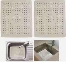 1-2Pcs 12x10in Kitchen Sink Mat Non-Slip Rubber Drain Pad Protector Food Drainer