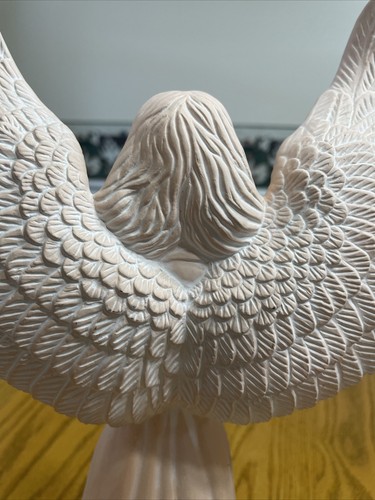 Handgeformter 14" Ton Engel stehend mit Vogel fließenden Flügeln exquisite Designs - Bild 11 von 16