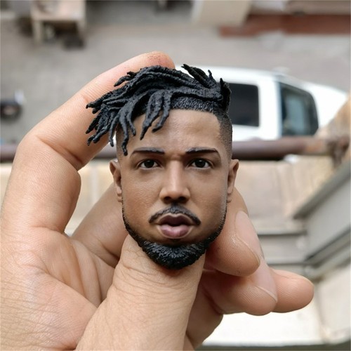 1:6 Scale Erik Killmonger N’Jadaka Head Carved Fit 12" Hot Toys Action Figure - Picture 2 of 4