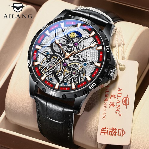 AiLang Men's Watch Double Tourbillon Hollow Automatic Mechanical Wristwatches - Picture 1 of 24