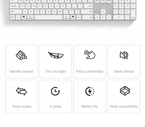 Slim Keyboard – Quiet, Lightweight with Elegant Apple-Style chargeable(2 Colors) - Picture 3 of 6