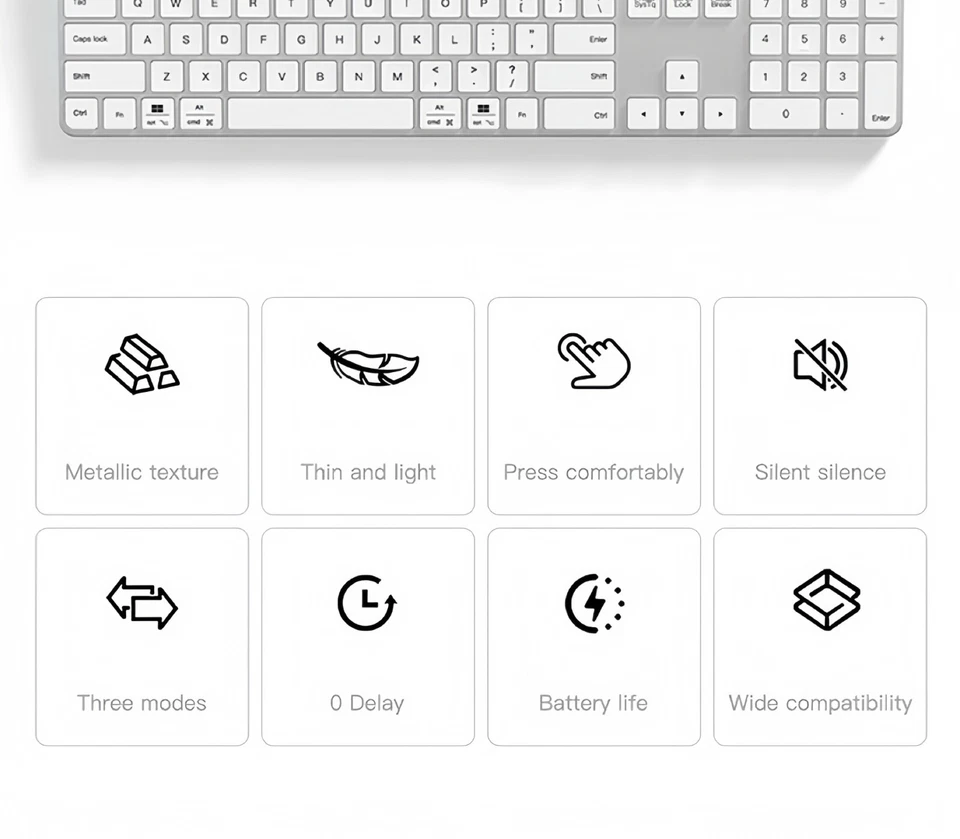 Slim Keyboard – Quiet, Lightweight with Elegant Apple-Style chargeable(2 Colors) - Image 3 of 4