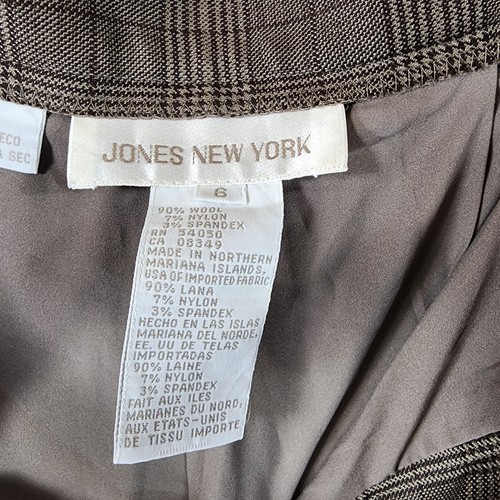 Jones NY Wool Pants Womens 6 Brown Plaid Flat Front Lined Preppy Academia NEW - Picture 10 of 12