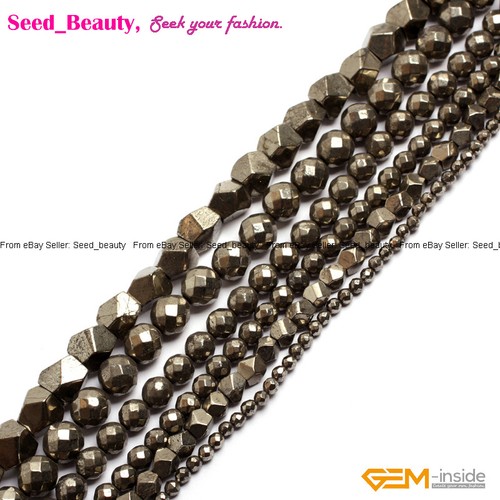 Gray Pyrite Assorted Shape Natural Gemstone Beads For Jewelry Making Strand 15'' - Picture 7 of 99