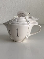 Rae Dunn White Tea Cup Measuring Cups With Cute Handle 4 Piece Set New with Tags