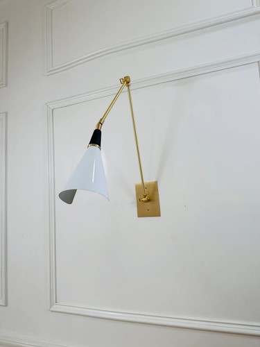 Lámpara de pared moderna hecha a mano vintage de latón SCICSO de mediados de siglo pared de latón - Imagen 1 de 7