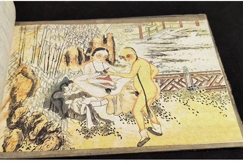 6Pieces China Qing Dynasty Album Folk Traditional Lovers Erotic Paper Painting - Picture 7 of 7
