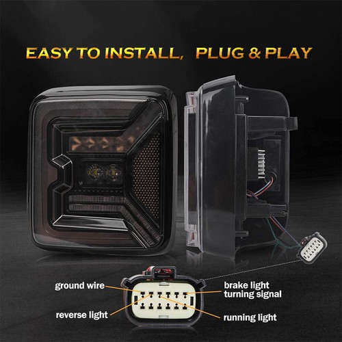 Left+Right Sides LED Tail Lights Backup Running For Jeep Wrangler JL JLU 2018-25 - Picture 3 of 14