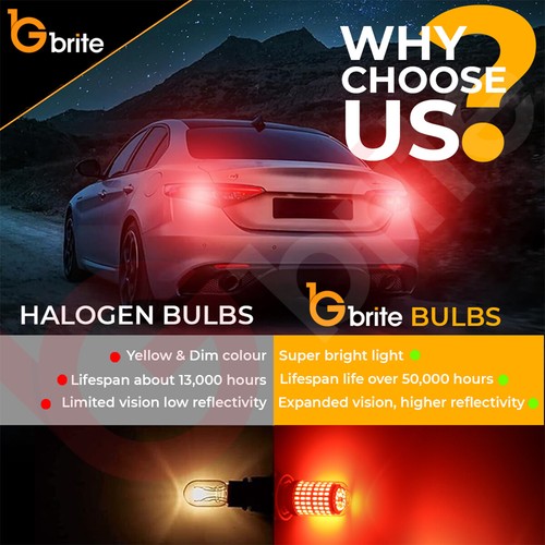 2 x T20 7440 W21W SUPER RED LED LIGHT CANBUS ERROR FREE BRAKE LIGHT BULBS 12V UK - Picture 3 of 9