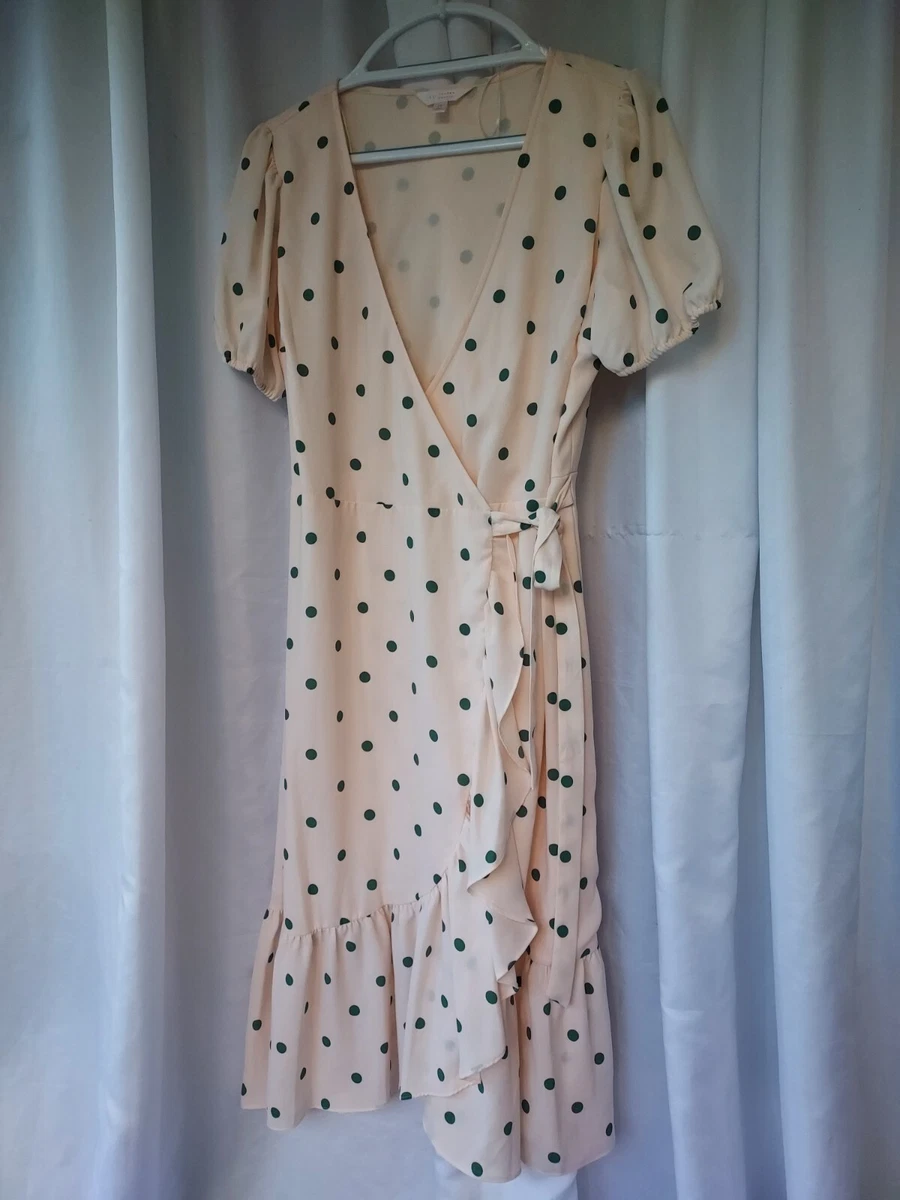 lauren conrad wrap dress medium multicolor polka dot high low hem