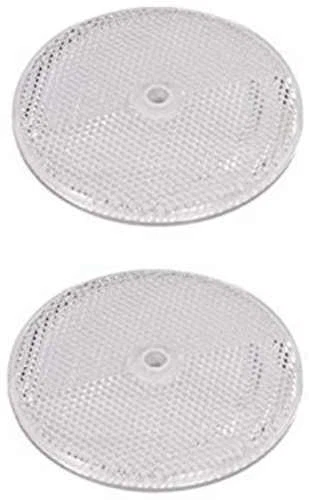 STREET SIGN USA 3" Inch Round White Clear Reflector Marker Bicycle Vehicle Button - 2 Pack - New