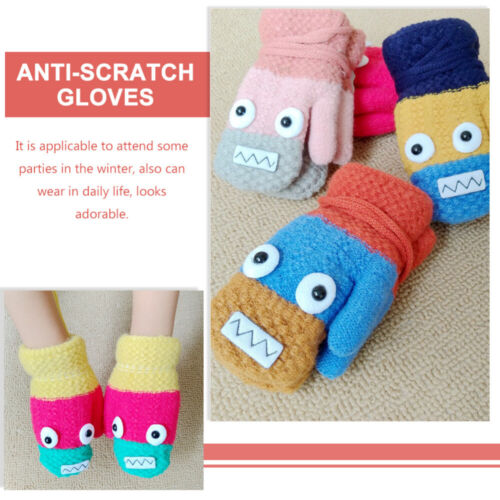 4 Pairs Acrylic Knitted Fabric Children's Gloves Girl for Toddlers 1-3 Ski - Picture 3 of 12