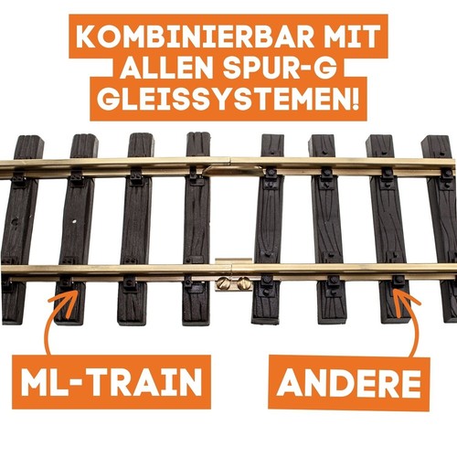 10x Gleise gerade 90 cm + Verbinder kompatibel Spur G Schienen Gartenbahn Anlage - Bild 7 von 9