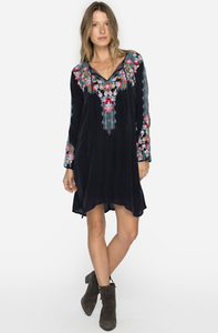 NWT-Embroidered-JOHNNY-WAS-Tie-Neck-TANYAH-DRESS-w-SLIP-Long-Sleeve-XS-288