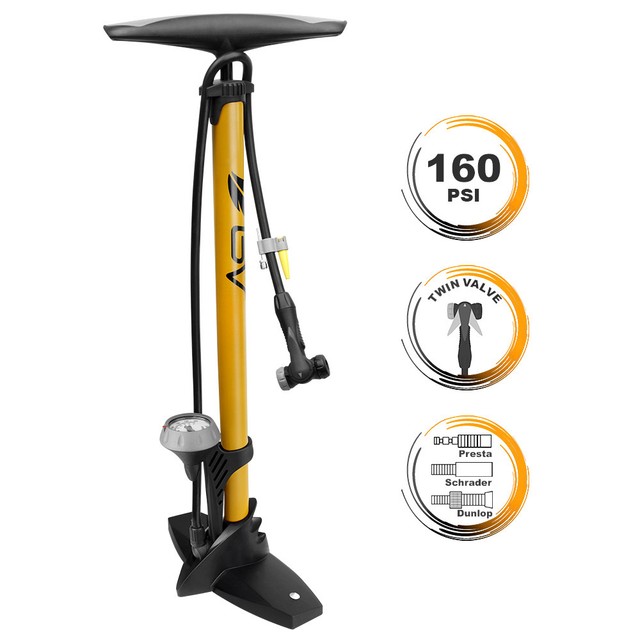 160 PSI Presta Schrader Bike Floor Pump w// Gauge Bike Floor Pump with Gauge US