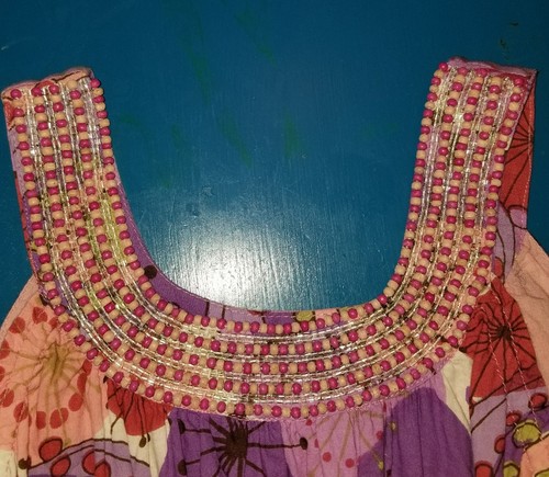 CUPCAKES AND PASTRIES GIRLS pink purple floral lined ruffles silver DRESS size 8 - Picture 3 of 4