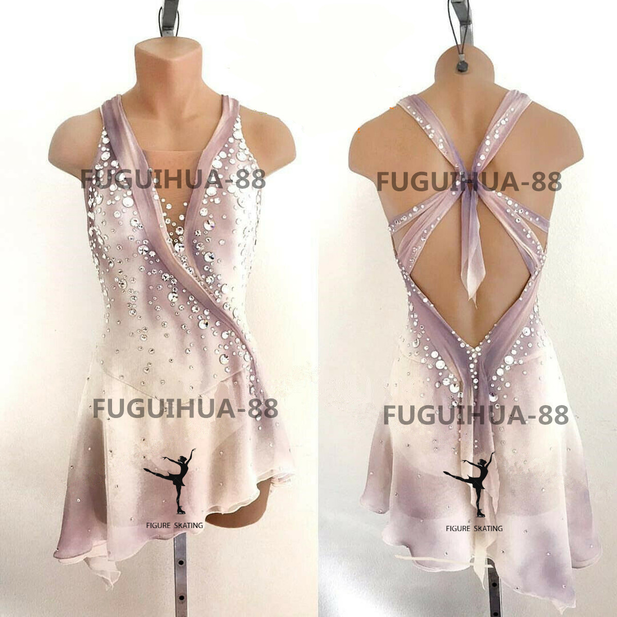 Nuevo vestido de patinaje figura, vestido para competición 677