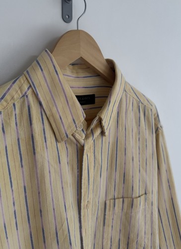 Allsaints “Crema” Oversized Long Sleeved Shirt Yellow Stripes Large Relaxed /XL - Picture 4 of 12