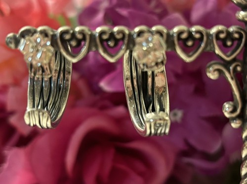 Silpada RARE Folded Sterling Silver Hoop Earrings on Posts - P0804 - Picture 4 of 20