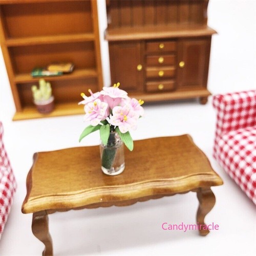 Maßstab 1:12 Puppenhaus Miniatur Rosa Blume Glas Vase Wohnzimmer Dekor Zubehör - Bild 6 von 7