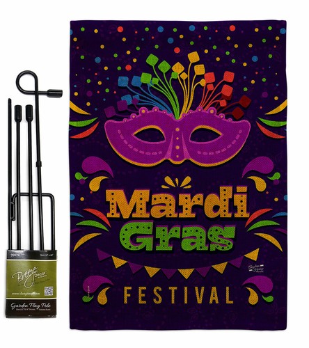 Mardi Gras Festival Burlap Gardn Flag Springtime Decorative Gift Yard Banner - Picture 7 of 19