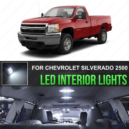 14x Pure White Interior LED Light Kit Pack For 01-10 Chevrolet Silverado 2500HD - Picture 1 of 11