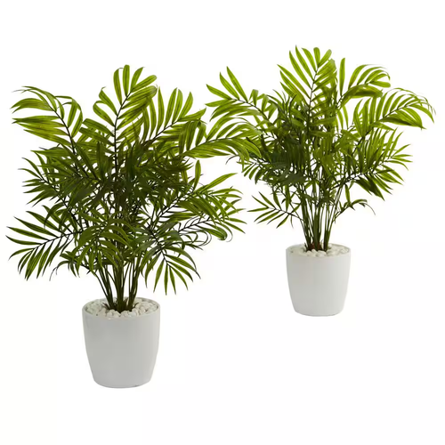 Palms Artificial Plant in White Planter (Set of 2) - Picture 11 of 12