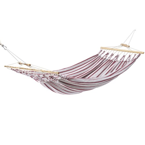 Chico Doppel-Stabhängematte wetterfest beige-rot / 2 Personen  350 x 190 250 ... - Picture 1 of 4